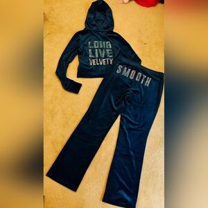 NWT Limited Edition Juicy Couture x Kraft Teal "Velvety Smooth" Velour Tracksuit